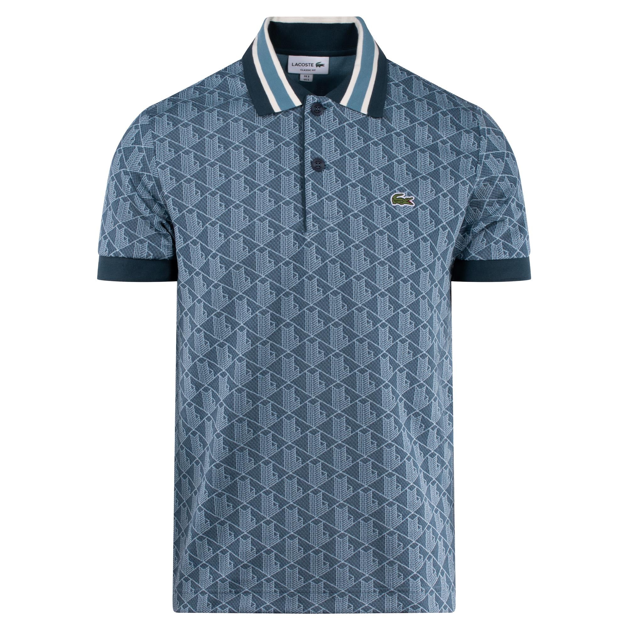Mens Lacoste Monogram Motif Polo Shirt Falcon/Overview